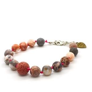 Pink tiger beads with Rose Lava Bracalent